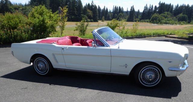 1965 Convertible Ford Mustang Wimbledon White With Red