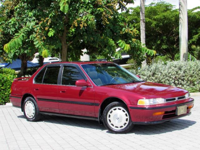 No Reserve 1993 Honda Accord Ex Sedan Red Grey Pwr Sunroof