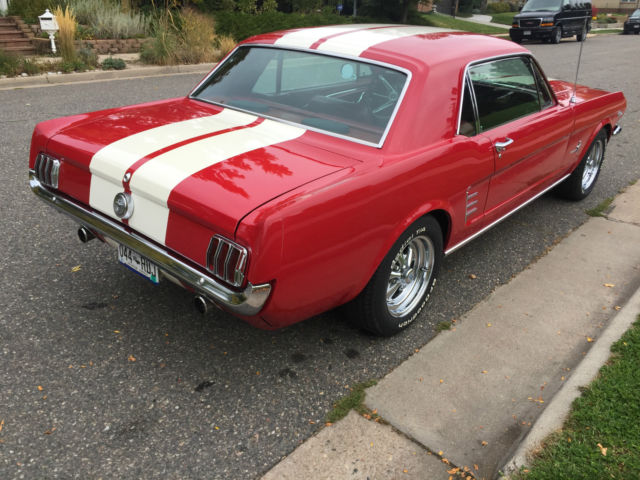 1966 Ford Mustang Coupe- Red/Red, Factory A/C, Pony Interior, #s ...