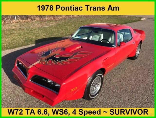 1978 Pontiac Firebird Trans Am SURVIVOR W72 WS6 4 Speed LOW Miles ...